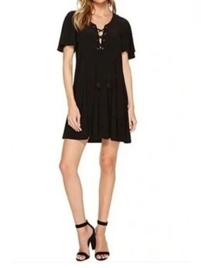 Show Me Your MuMu Matilda Mini Dress Women's Size Small Black Flutter Sleeve